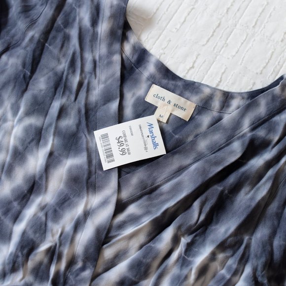 NEW Cloth & Stone Tie-Dyed Blue White Romper Medium - Picture 3 of 7